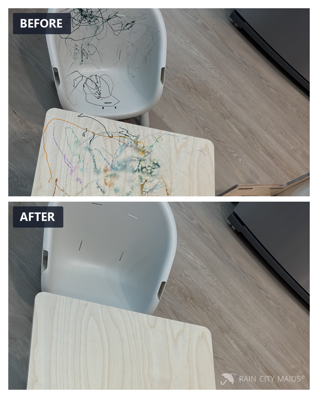 Before and after cleaning