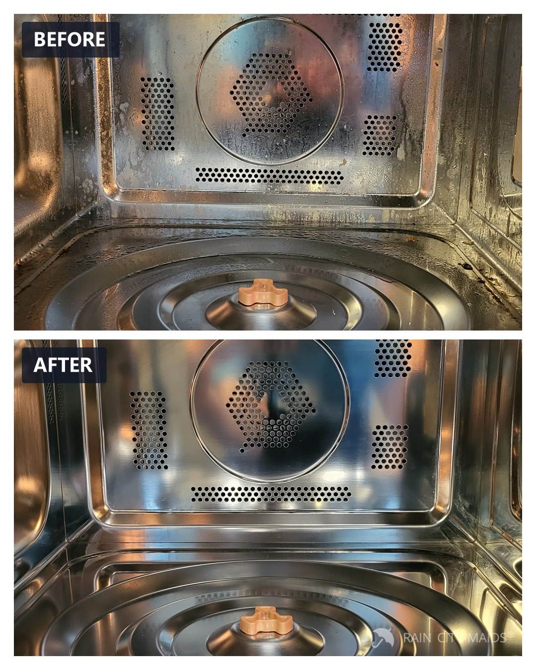 Oven before and after cleaning, Redmond
