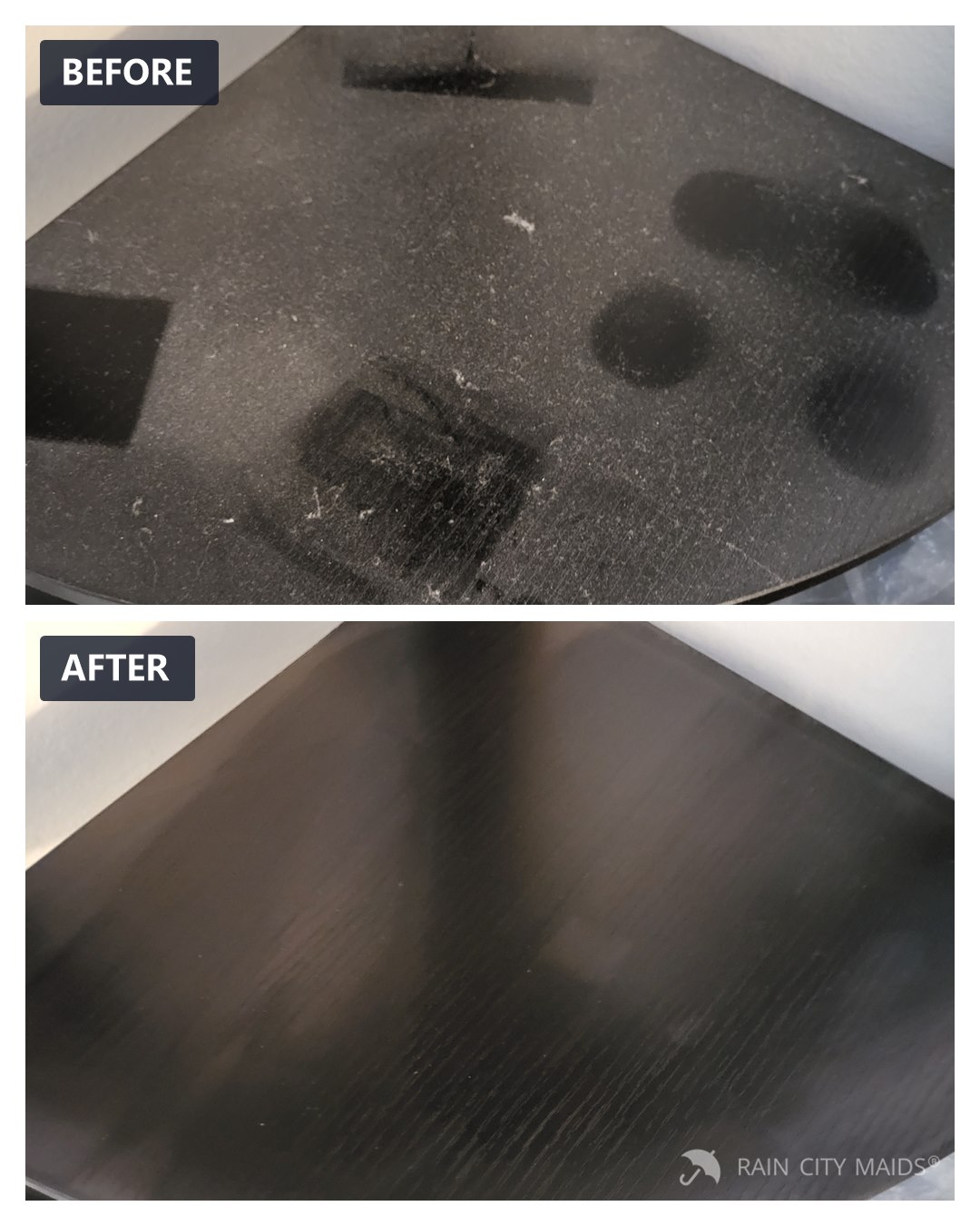 Counter before and after cleaning, Kirkland