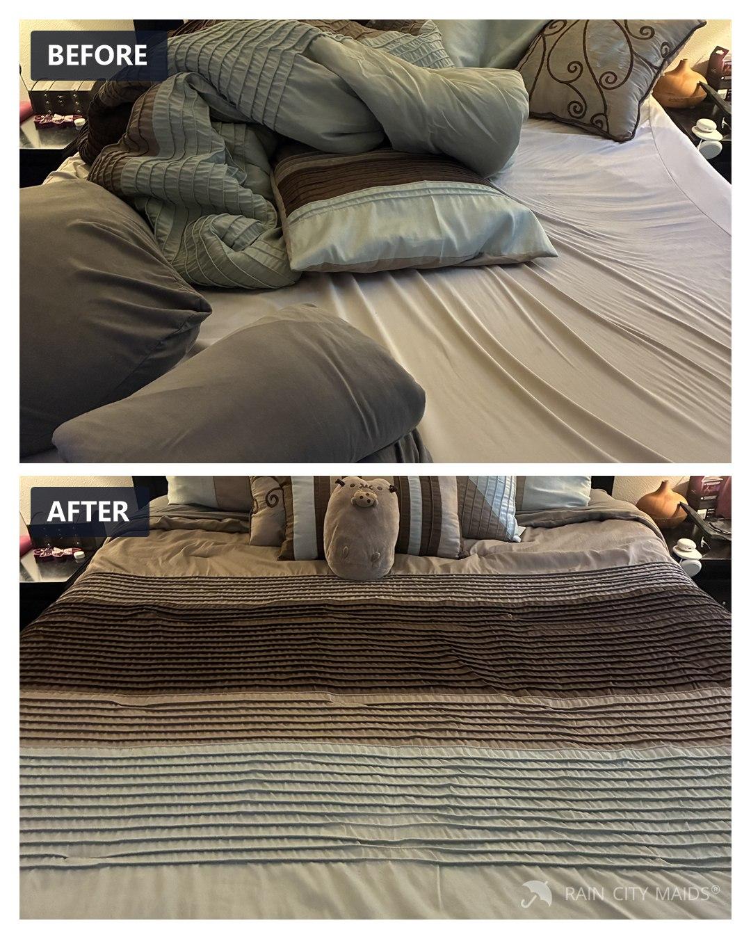 Bedroom before and after cleaning, Redmond